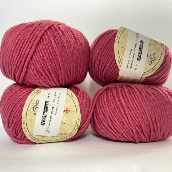 Vintage Fare Baruffa Otto Watermelon Pink Extra Fine Merino Wool 50g 4 Balls - Picture 1 of 6